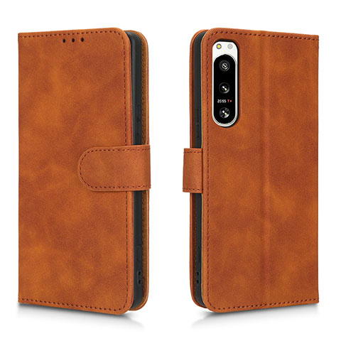 Funda de Cuero Cartera con Soporte Carcasa L01Z para Sony Xperia 5 IV Marron