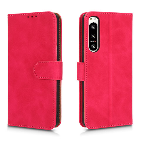 Funda de Cuero Cartera con Soporte Carcasa L01Z para Sony Xperia 5 IV Rosa Roja