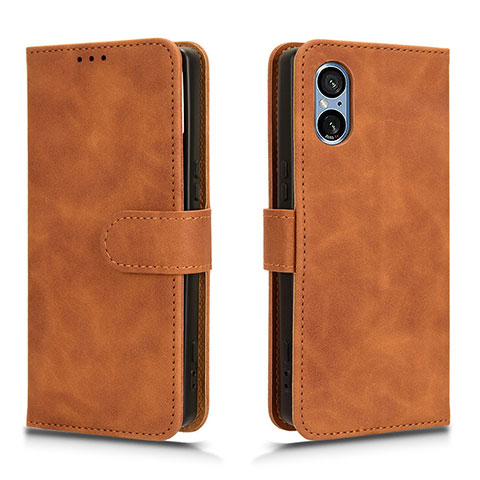 Funda de Cuero Cartera con Soporte Carcasa L01Z para Sony Xperia 5 V Marron