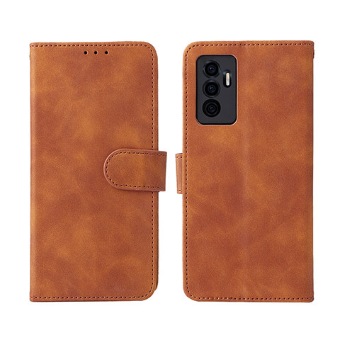 Funda de Cuero Cartera con Soporte Carcasa L01Z para Vivo V23e 5G Marron