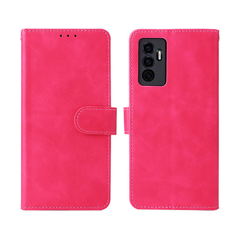 Funda de Cuero Cartera con Soporte Carcasa L01Z para Vivo V23e Rosa Roja