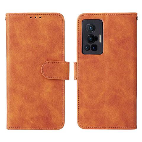 Funda de Cuero Cartera con Soporte Carcasa L01Z para Vivo X70 Pro 5G Marron