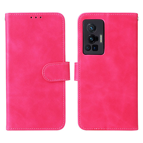 Funda de Cuero Cartera con Soporte Carcasa L01Z para Vivo X70 Pro 5G Rosa Roja