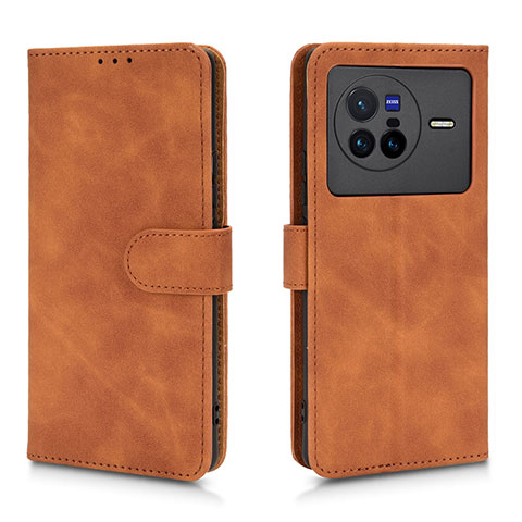 Funda de Cuero Cartera con Soporte Carcasa L01Z para Vivo X80 5G Marron