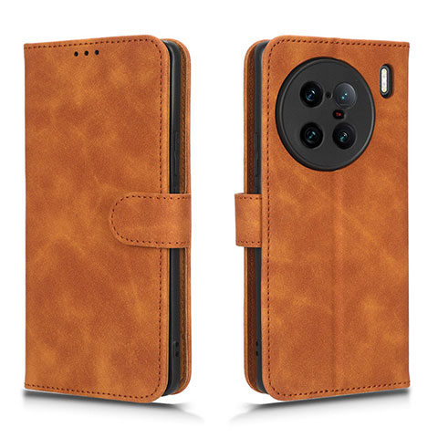 Funda de Cuero Cartera con Soporte Carcasa L01Z para Vivo X90 Pro+ Plus 5G Marron