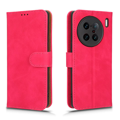 Funda de Cuero Cartera con Soporte Carcasa L01Z para Vivo X90 Pro+ Plus 5G Rosa Roja