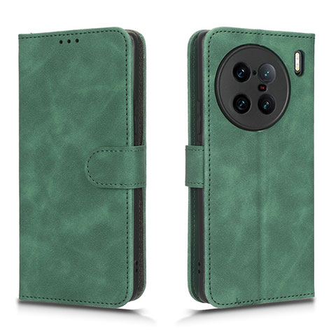 Funda de Cuero Cartera con Soporte Carcasa L01Z para Vivo X90 Pro+ Plus 5G Verde