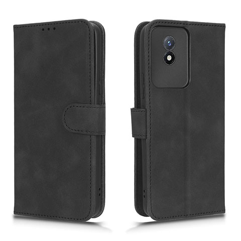 Funda de Cuero Cartera con Soporte Carcasa L01Z para Vivo Y02 Negro