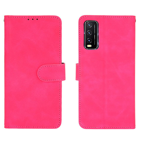 Funda de Cuero Cartera con Soporte Carcasa L01Z para Vivo Y12A Rosa Roja