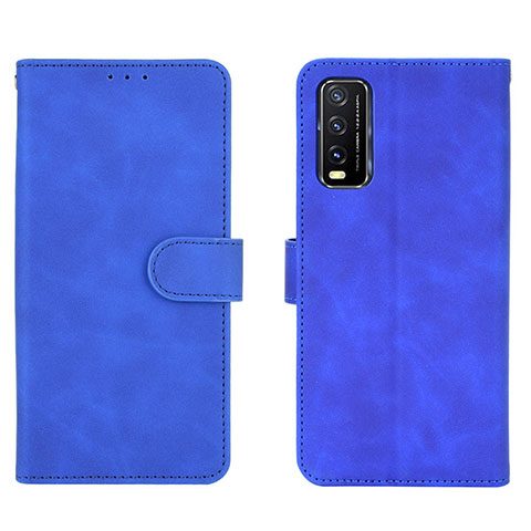 Funda de Cuero Cartera con Soporte Carcasa L01Z para Vivo Y12s (2021) Azul