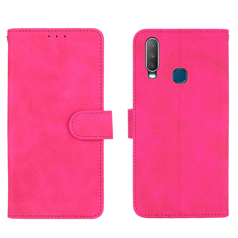 Funda de Cuero Cartera con Soporte Carcasa L01Z para Vivo Y15 Rosa Roja