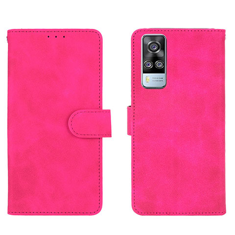 Funda de Cuero Cartera con Soporte Carcasa L01Z para Vivo Y31 (2021) Rosa Roja