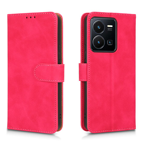 Funda de Cuero Cartera con Soporte Carcasa L01Z para Vivo Y35 4G Rosa Roja