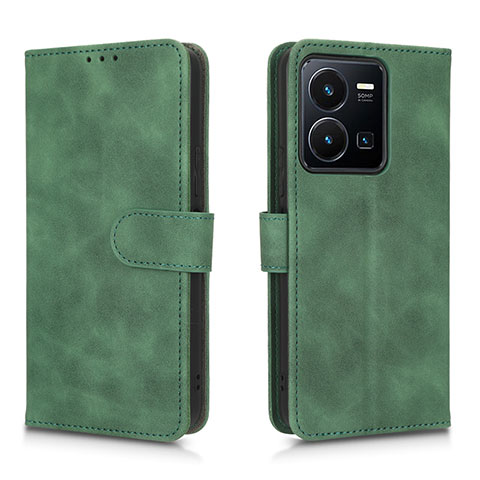 Funda de Cuero Cartera con Soporte Carcasa L01Z para Vivo Y35 4G Verde