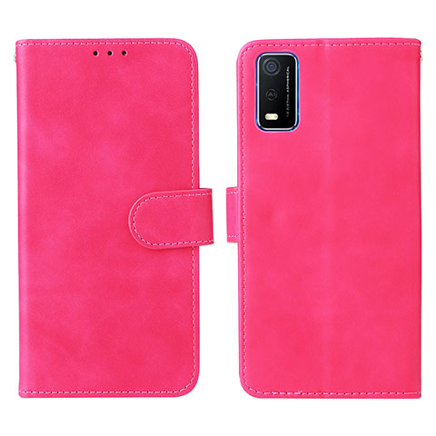 Funda de Cuero Cartera con Soporte Carcasa L01Z para Vivo Y3s (2021) Rosa Roja