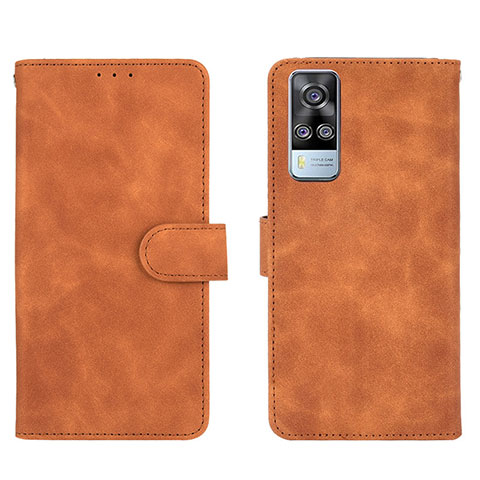 Funda de Cuero Cartera con Soporte Carcasa L01Z para Vivo Y53s 4G Marron