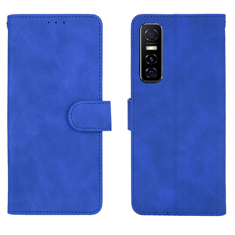 Funda de Cuero Cartera con Soporte Carcasa L01Z para Vivo Y73s 5G Azul