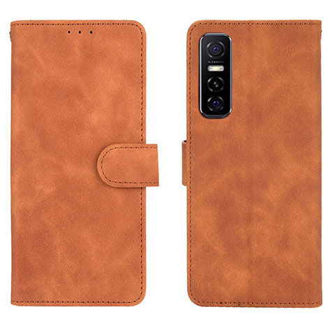 Funda de Cuero Cartera con Soporte Carcasa L01Z para Vivo Y73s 5G Marron