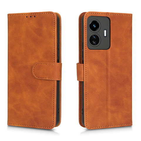 Funda de Cuero Cartera con Soporte Carcasa L01Z para Vivo Y77e 5G Marron