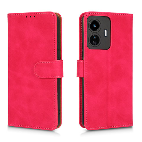 Funda de Cuero Cartera con Soporte Carcasa L01Z para Vivo Y77e 5G Rosa Roja