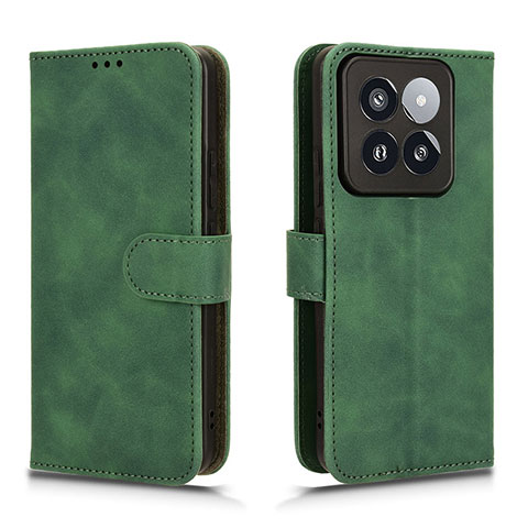 Funda de Cuero Cartera con Soporte Carcasa L01Z para Xiaomi Mi 14 5G Verde