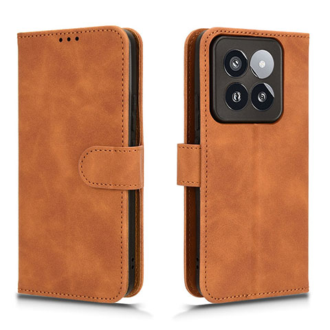 Funda de Cuero Cartera con Soporte Carcasa L01Z para Xiaomi Mi 14 Pro 5G Marron