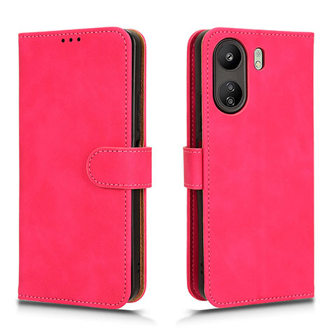 Funda de Cuero Cartera con Soporte Carcasa L01Z para Xiaomi Poco C65 Rosa Roja