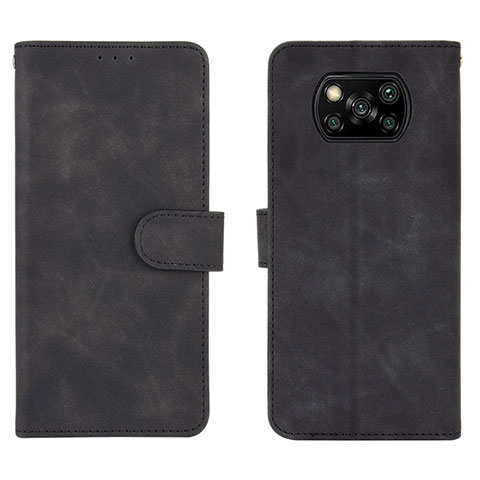 Funda de Cuero Cartera con Soporte Carcasa L01Z para Xiaomi Poco X3 Pro Negro