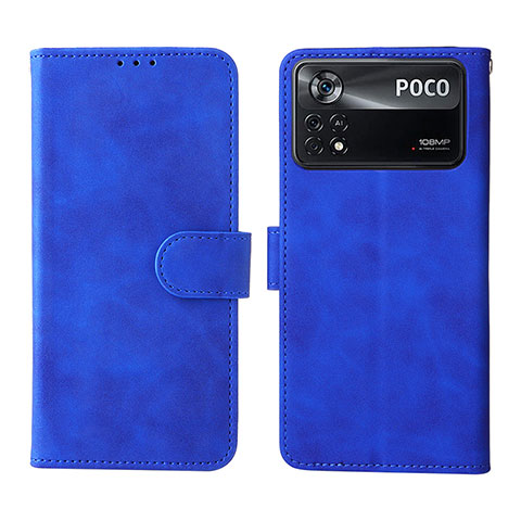 Funda de Cuero Cartera con Soporte Carcasa L01Z para Xiaomi Poco X4 Pro 5G Azul