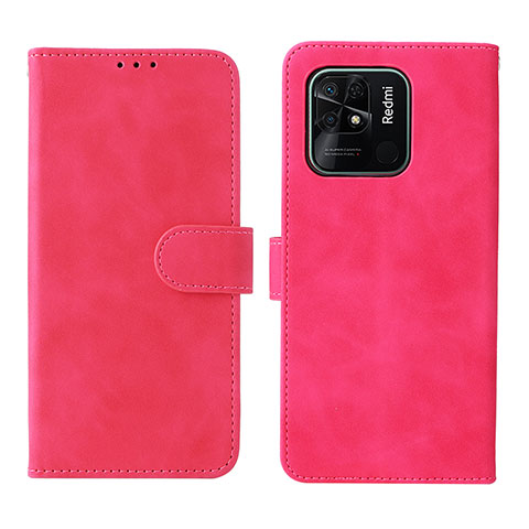 Funda de Cuero Cartera con Soporte Carcasa L01Z para Xiaomi Redmi 10 India Rosa Roja