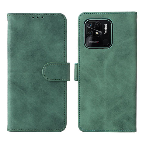 Funda de Cuero Cartera con Soporte Carcasa L01Z para Xiaomi Redmi 10 India Verde