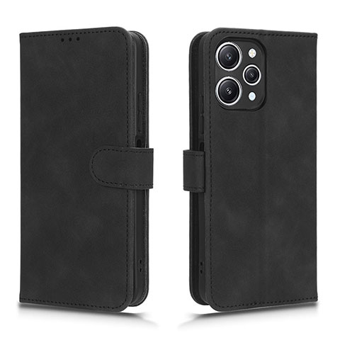 Funda de Cuero Cartera con Soporte Carcasa L01Z para Xiaomi Redmi 12 4G Negro