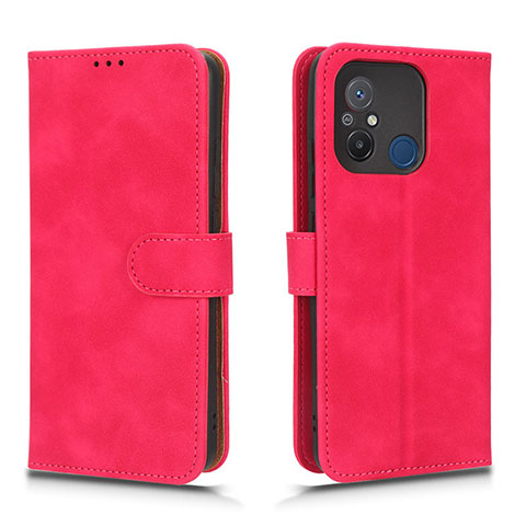 Funda de Cuero Cartera con Soporte Carcasa L01Z para Xiaomi Redmi 12C 4G Rosa Roja