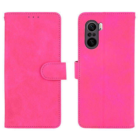 Funda de Cuero Cartera con Soporte Carcasa L01Z para Xiaomi Redmi K40 5G Rosa Roja