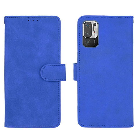 Funda de Cuero Cartera con Soporte Carcasa L01Z para Xiaomi Redmi Note 10 5G Azul