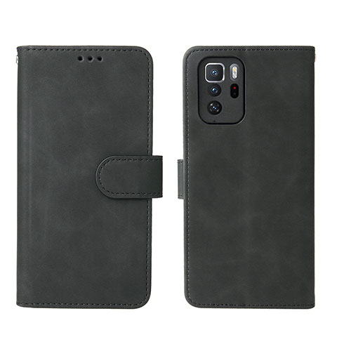 Funda de Cuero Cartera con Soporte Carcasa L01Z para Xiaomi Redmi Note 10 Pro 5G Negro