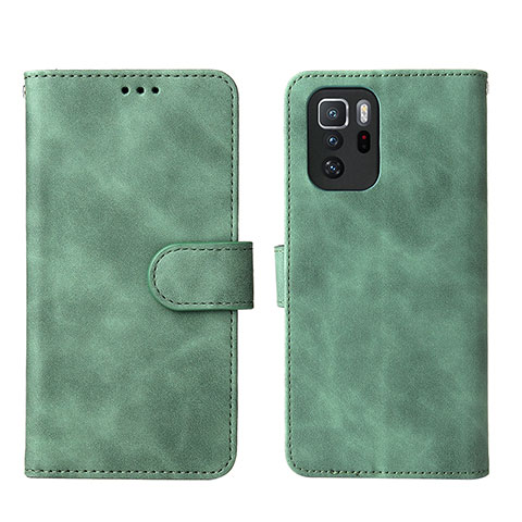 Funda de Cuero Cartera con Soporte Carcasa L01Z para Xiaomi Redmi Note 10 Pro 5G Verde