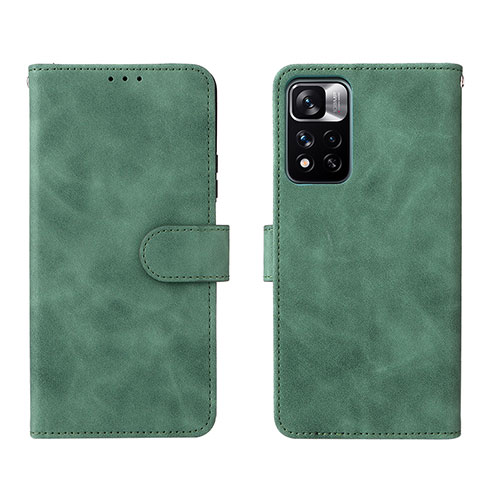 Funda de Cuero Cartera con Soporte Carcasa L01Z para Xiaomi Redmi Note 11 Pro+ Plus 5G Verde