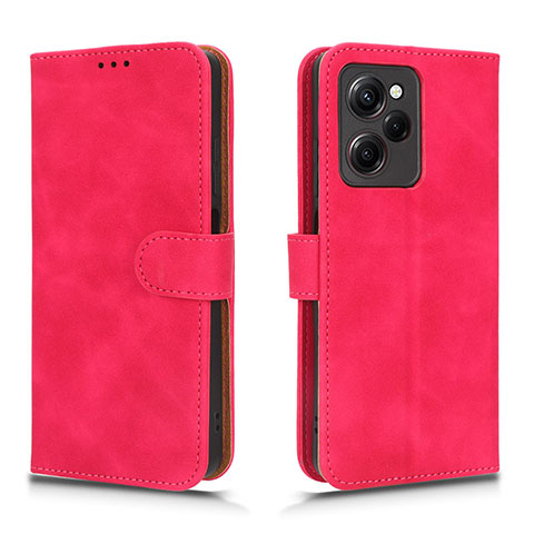 Funda de Cuero Cartera con Soporte Carcasa L01Z para Xiaomi Redmi Note 12 Pro Speed 5G Rosa Roja