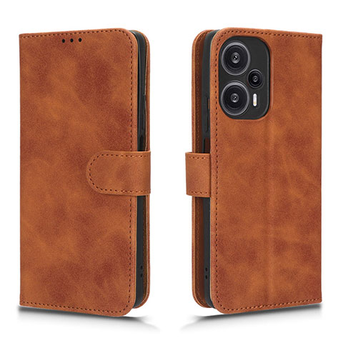 Funda de Cuero Cartera con Soporte Carcasa L01Z para Xiaomi Redmi Note 12 Turbo 5G Marron