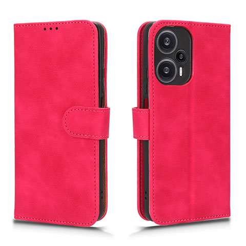 Funda de Cuero Cartera con Soporte Carcasa L01Z para Xiaomi Redmi Note 12 Turbo 5G Rosa Roja