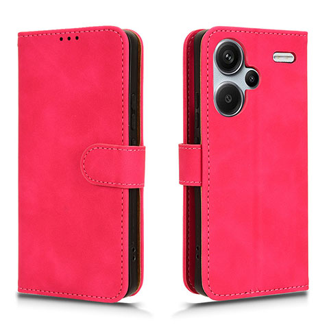 Funda de Cuero Cartera con Soporte Carcasa L01Z para Xiaomi Redmi Note 13 Pro+ Plus 5G Rosa Roja