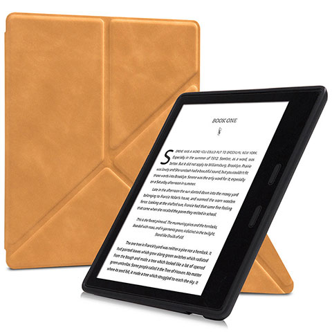 Funda de Cuero Cartera con Soporte Carcasa L02 para Amazon Kindle Oasis 7 inch Naranja