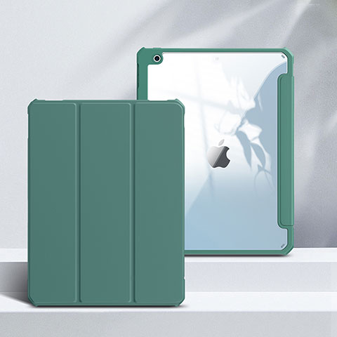 Funda de Cuero Cartera con Soporte Carcasa L02 para Apple iPad 10.2 (2021) Verde