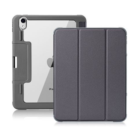 Funda de Cuero Cartera con Soporte Carcasa L02 para Apple iPad Air 5 10.9 (2022) Gris