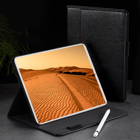 Funda de Cuero Cartera con Soporte Carcasa L02 para Apple iPad Pro 11 (2018) Negro