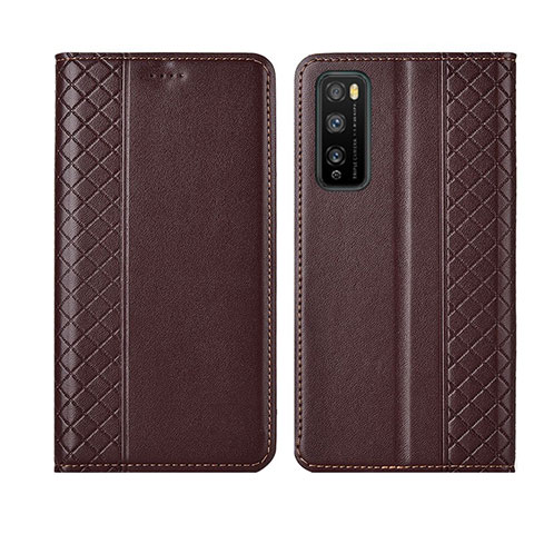 Funda de Cuero Cartera con Soporte Carcasa L02 para Huawei Enjoy Z 5G Marron