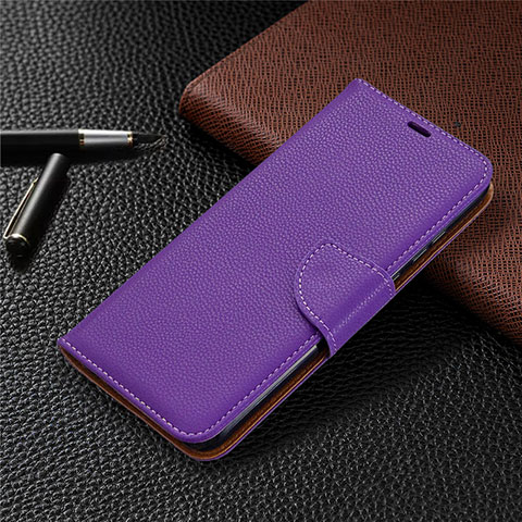 Funda de Cuero Cartera con Soporte Carcasa L02 para Huawei Honor 9A Morado