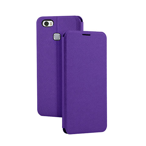 Funda de Cuero Cartera con Soporte Carcasa L02 para Huawei Honor V8 Max Morado