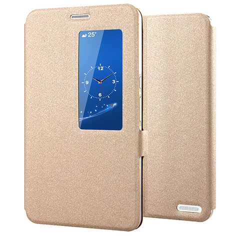 Funda de Cuero Cartera con Soporte Carcasa L02 para Huawei MediaPad X2 Oro